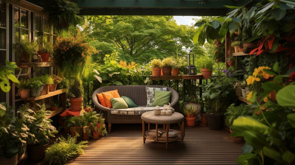 Aménagement terrasse avec des plantes