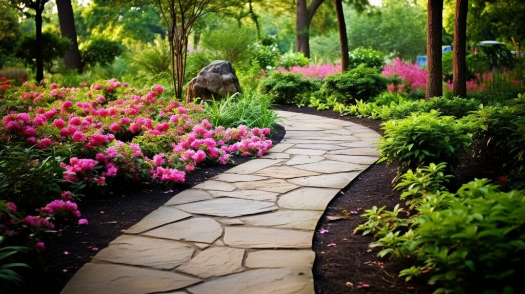 jardin avec un chemin en pierre