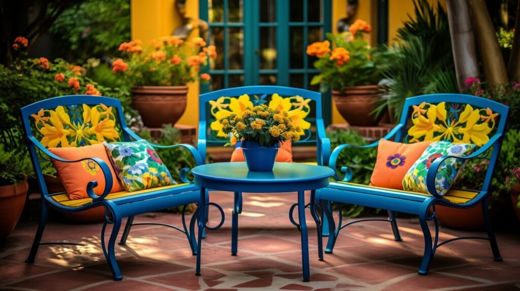 mobilier de jardin coloré