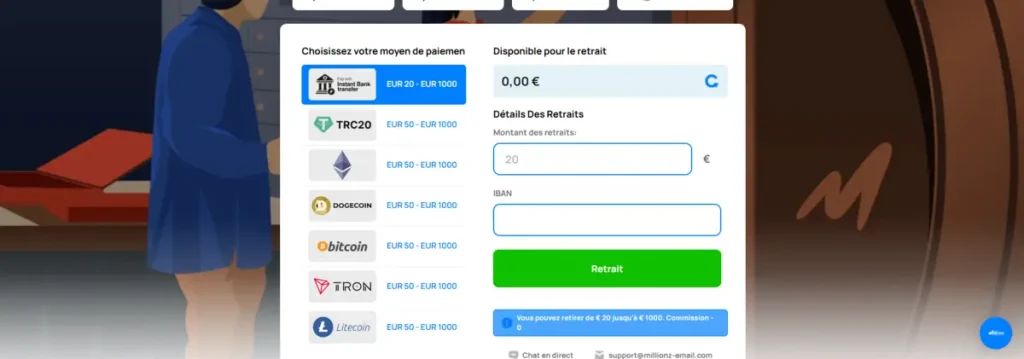 Millionz retrait immédiat