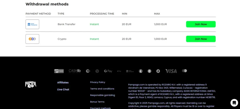 Pampago Retrait rapide